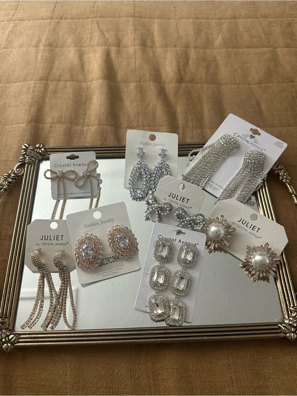Juliet Crystal Statement Earring Set in Silver